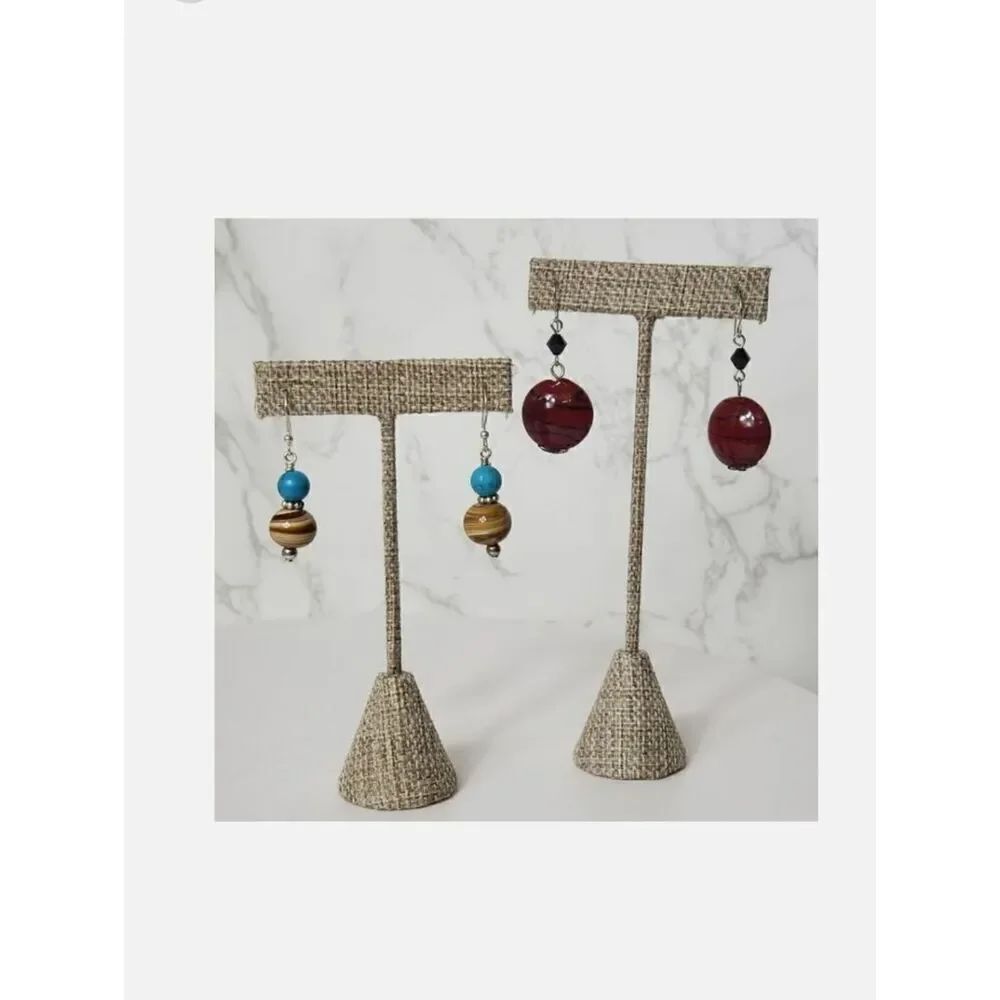 ARTISAN Set of 2 Pairs Glass Bead French Hook Earrings